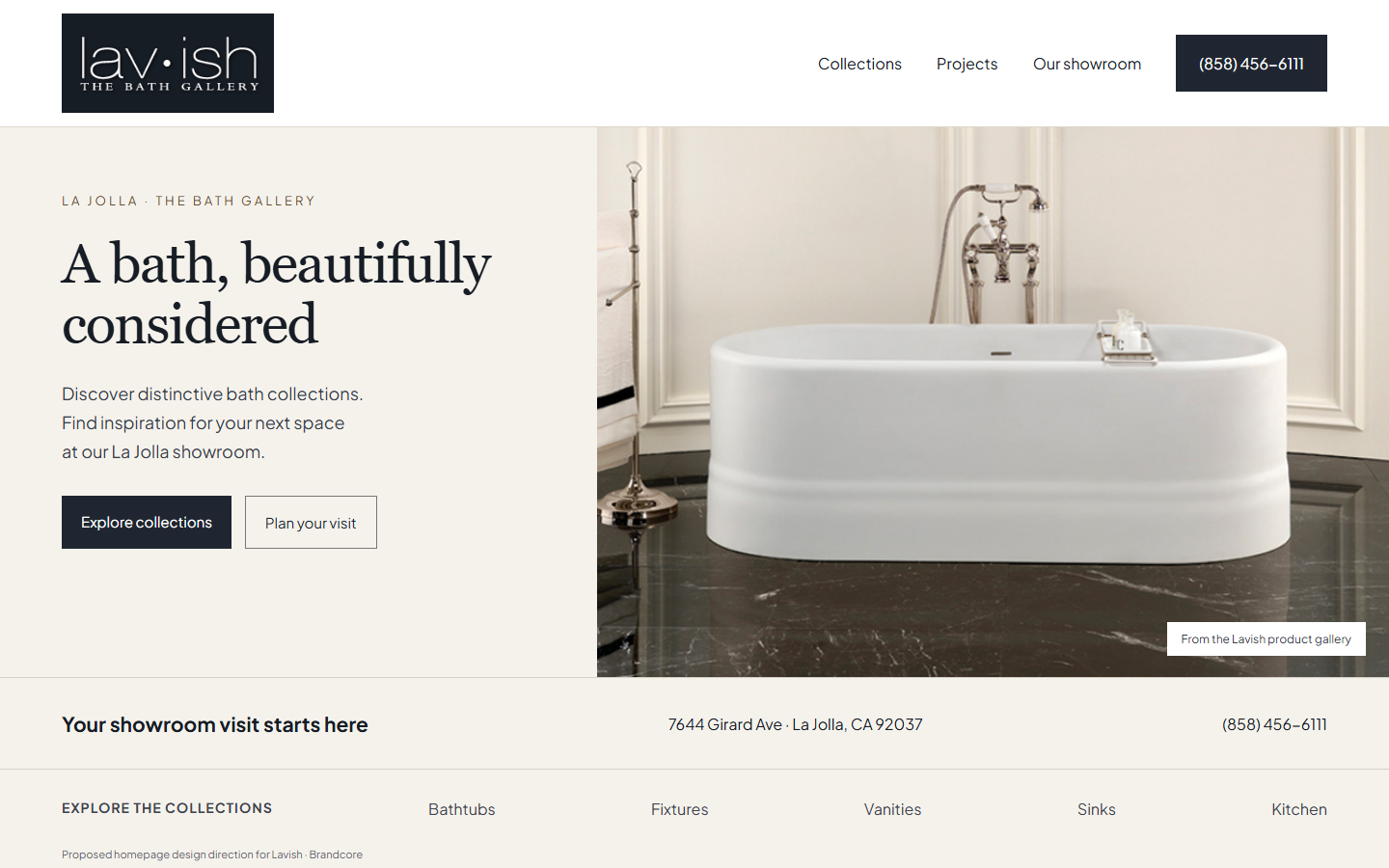 Proposed Lavish - The Bath Gallery homepage preview